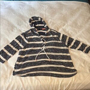 Almost Famous Charcoal and Cream Striped Hoodie